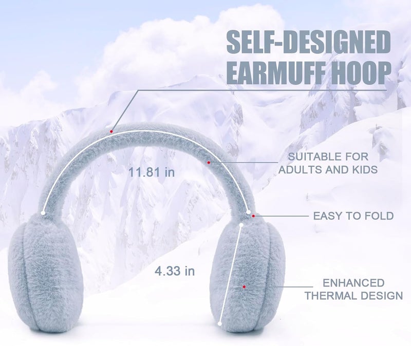 YATANAM Women Ear Muffs Winter Girls White Earmuffs Fuzzy Kids Black Ear Muff Cute Fluffy Ear Warmers Foldable Ear Covers Boy - Image 4